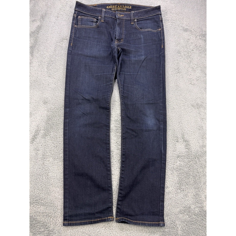 American Eagle Extreme Flex Jeans Men 34x32 Blue Slim Straight  Distress Denim